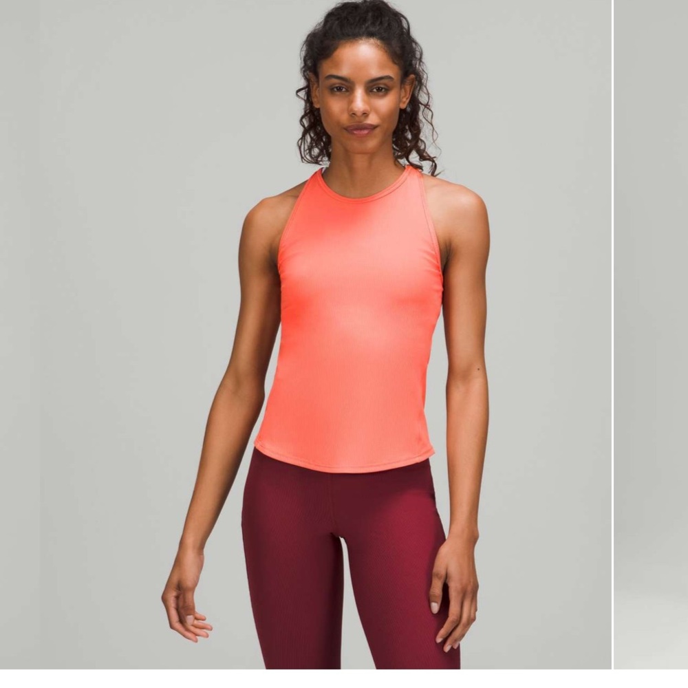 Lululemon Base Pace Ribbed Tank Top Raspberry Cream size 8